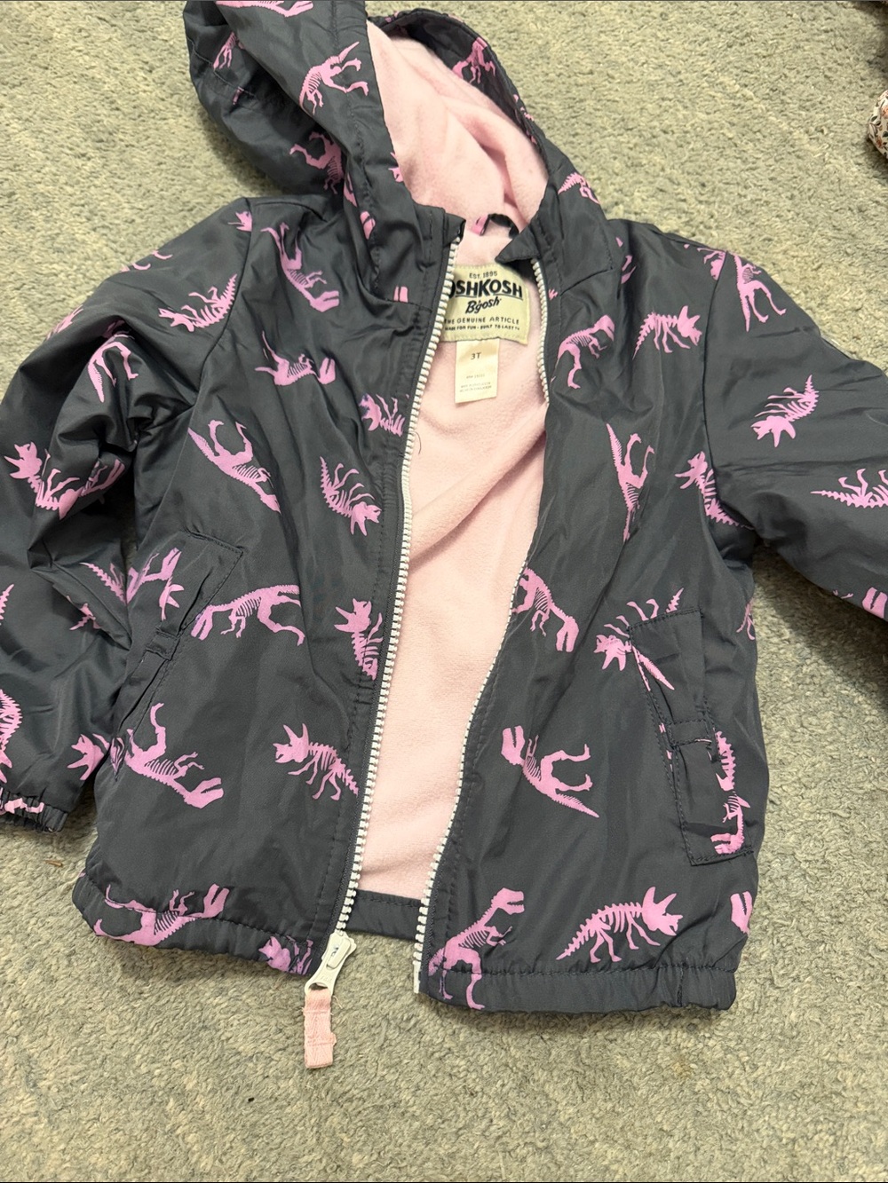 OshKosh B'gosh Charcoal Jacket with Pink Dinosaur Print